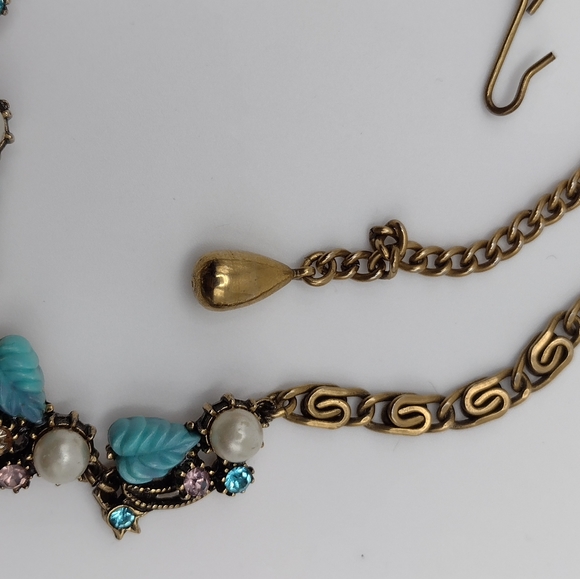 RARE Vintage 1950s 10k Gold Plated Necklace & Clip Earring Set - Picture 7 of 16